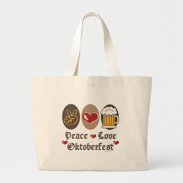 Peace Love Oktoberfest Tote Bag (Front)