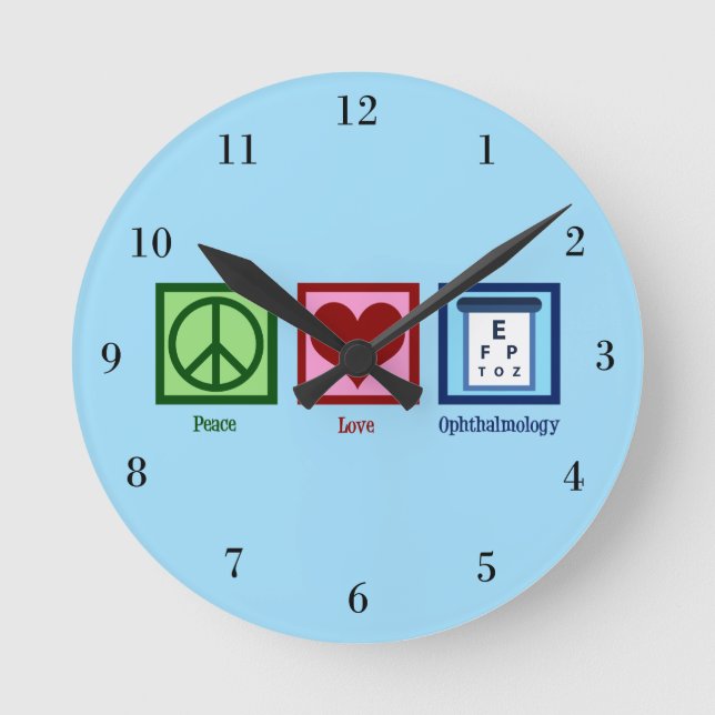 Peace Love Ophthalmology Round Clock (Front)