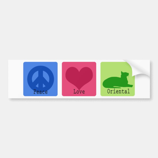 Peace Love Oriental Bumper Sticker (Front)