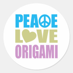 Peace Love Origami Classic Round Sticker