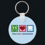 Peace Love Orthodontics Office Cute Orthodontist Key Ring<br><div class="desc">A cute Orthodontist Christmas gift featuring a peace sign,  heart,  and a tooth. Peace Love Orthodontics present for someone who fixes teeth with braces.</div>