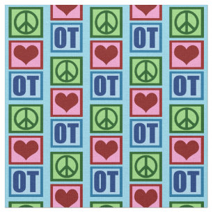Peace Love OT Cute Occupational Therapy Pattern Fabric
