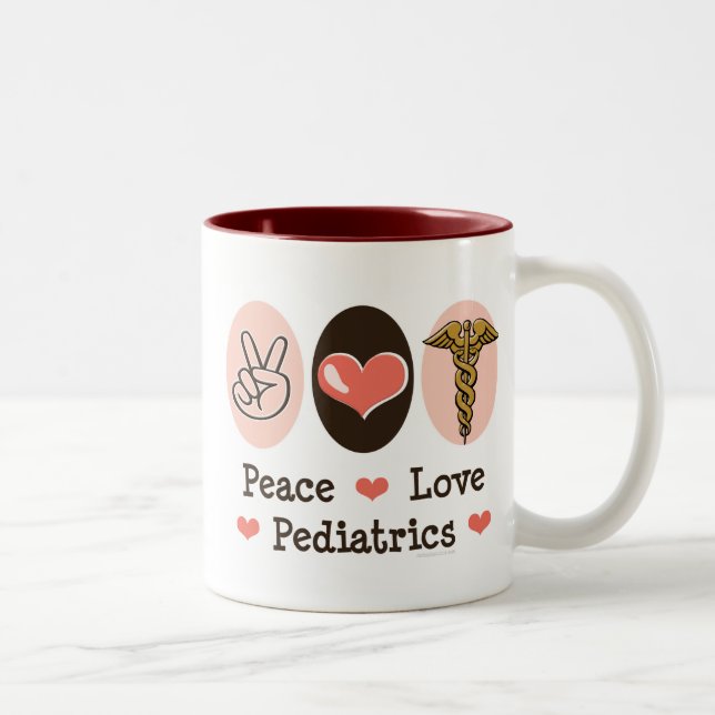 Peace Love Paediatrics Paediatrician Mug (Right)