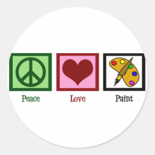 Peace Love Paint Classic Round Sticker