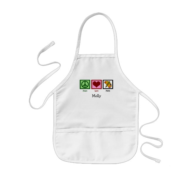 Peace Love Painting Cute Custom Art Class Kids Kids Apron (Front)
