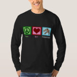 Peace Love Paleontology T-Shirt<br><div class="desc">A peace sign,  heart,  and dinosaur bones make a great design for a paleontologist.</div>