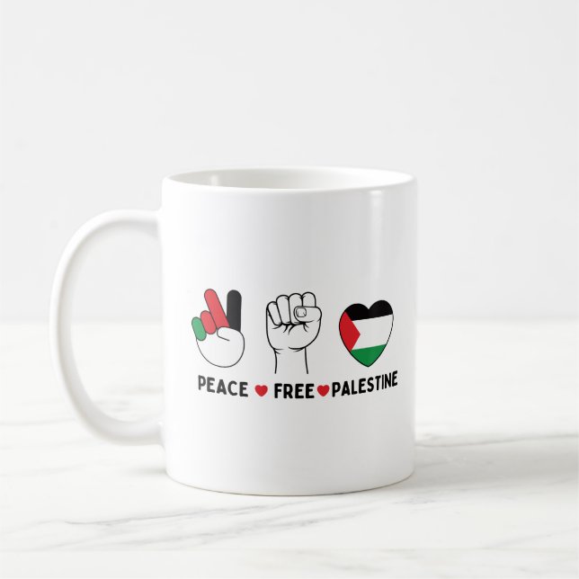 peace love palestine -freedom for palestinians coffee mug (Left)