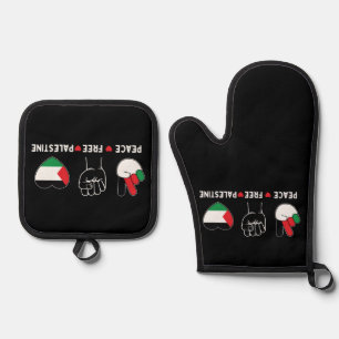 peace love palestine -freedom for palestinians oven mitt & pot holder set