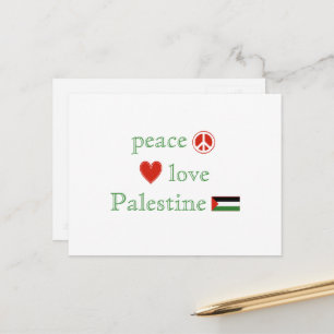 Peace Love Palestine Heart and Palestinian Flag Postcard