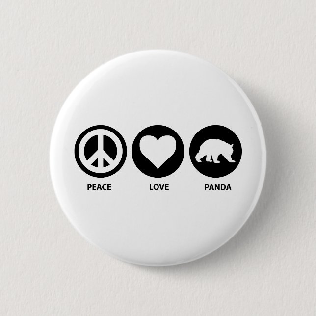 Peace Love Panda 6 Cm Round Badge (Front)