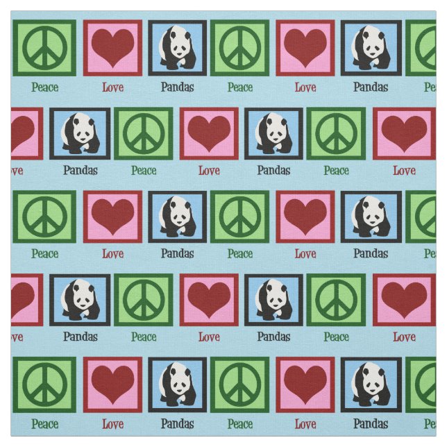 Peace Love Panda Bear Fabric (Swatch)