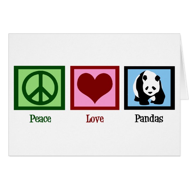 Peace Love Pandas Card (Front Horizontal)
