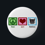 Peace Love Panthers 6 Cm Round Badge<br><div class="desc">Go Panthers! A great gift for a Panthers fan. A peace sign,  heart,  and a cute black panther.</div>