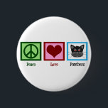 Peace Love Panthers 6 Cm Round Badge<br><div class="desc">Go Panthers! A great gift for a Panthers fan. A peace sign,  heart,  and a cute black panther.</div>
