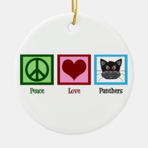 Peace Love Panthers Ceramic Tree Decoration