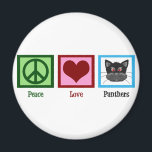 Peace Love Panthers Magnet<br><div class="desc">Go Panthers! A great gift for a Panthers fan. A peace sign,  heart,  and a cute black panther.</div>