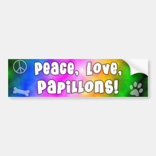 Peace Love Papillons Bumper Sticker