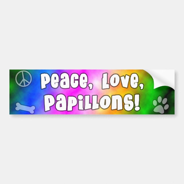 Peace Love Papillons Bumper Sticker (Front)