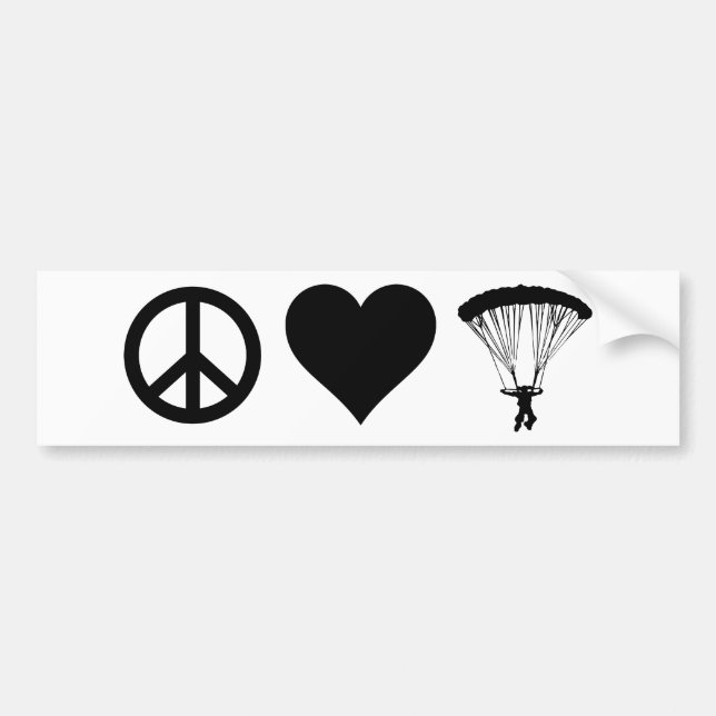 Peace Love Parachuting Bumper Sticker (Front)