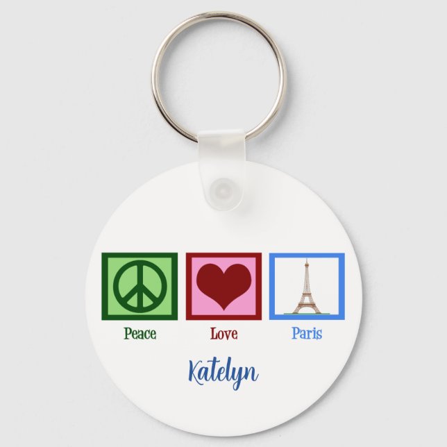 Peace Love Paris Customizable Key Ring (Front)
