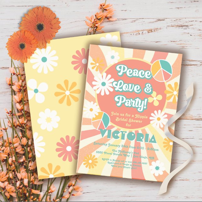 Peace Love & Party Hippie Party Invitation (Creator Uploaded)