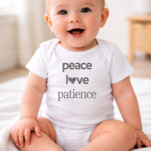 Peace Love Patience - Calm Modern Trendy Graphic Baby Bodysuit