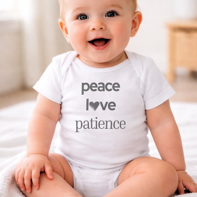Peace Love Patience - Calm Modern Trendy Graphic Baby Bodysuit (Creator Uploaded)