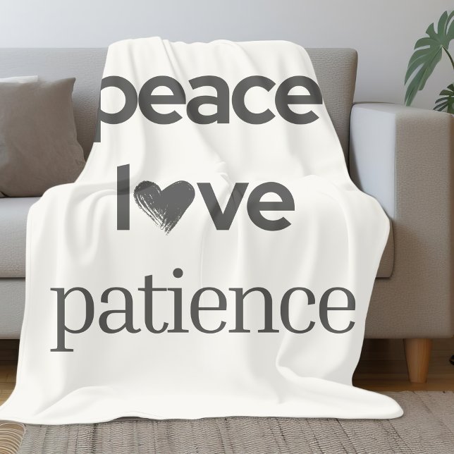 Peace Love Patience - Cozy Calm Modern Lifestyle Fleece Blanket (Creator Uploaded)