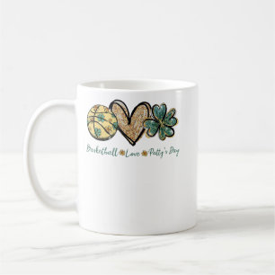 Peace Love Patty's Day Basketball Shamrock St Patr Coffee Mug