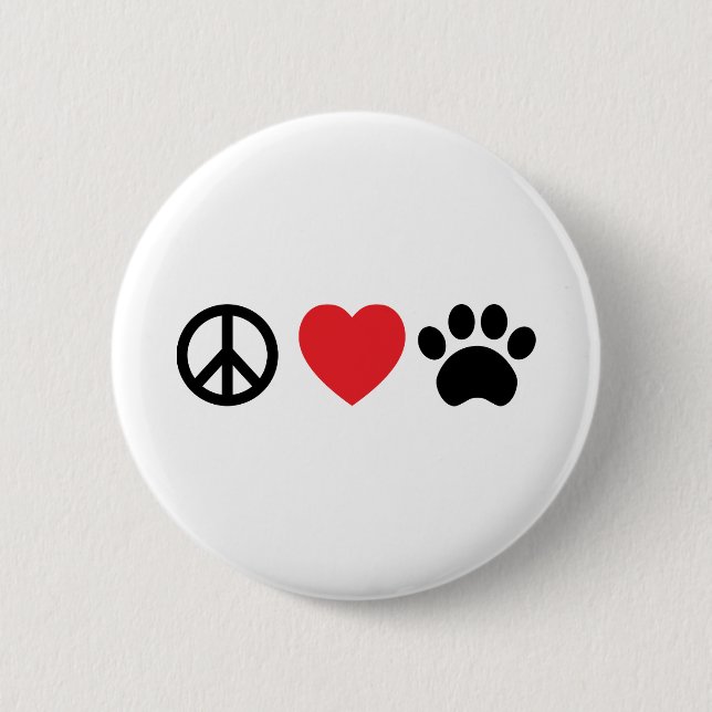 Peace, Love, Paw Button (Front)