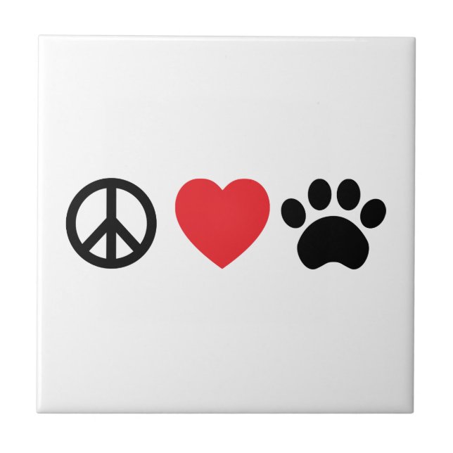Peace Love Paw Ceramic Tile (Front)
