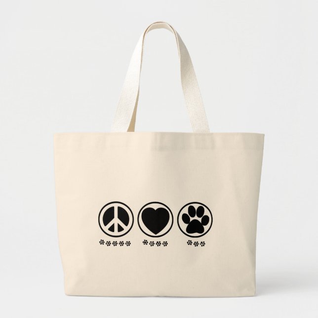 Peace Love Paw Large Tote Bag (Front)