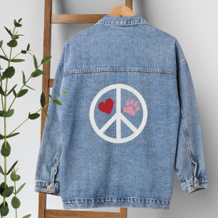 Peace Love Paw Print Denim Jacket