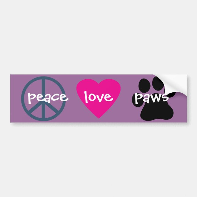 Peace Love Paws Bumper Sticker (Front)