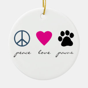 Peace Love Paws Ceramic Tree Decoration