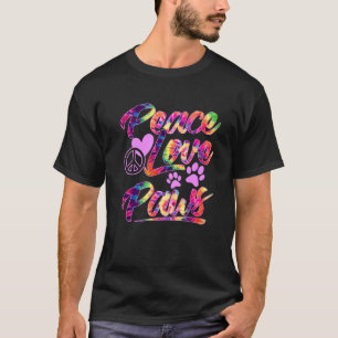 PEACE LOVE PAWS Cute Funny Puppy Dog and Kitty Cat T-Shirt