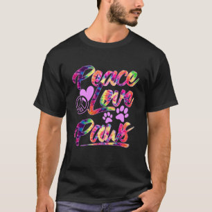PEACE LOVE PAWS Cute Funny Puppy Dog and Kitty Cat T-Shirt