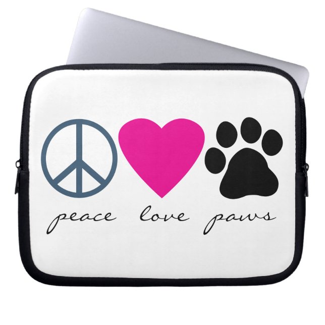 Peace Love Paws Laptop Sleeve (Front)