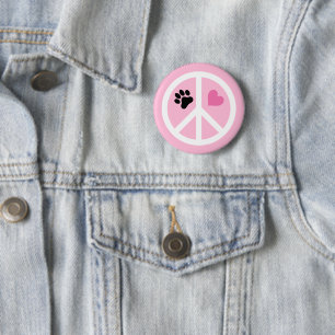 Peace Love Paws Pawprint 6 Cm Round Badge