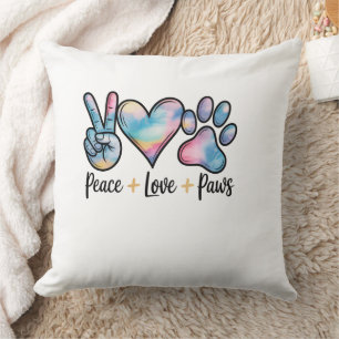 Peace Love Paws Pillow – Colourful Pet Lover