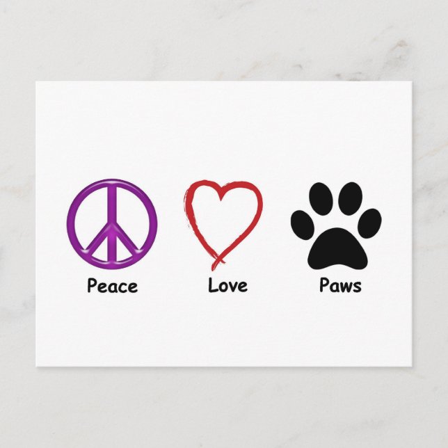 Peace Love Paws Postcard (Front)