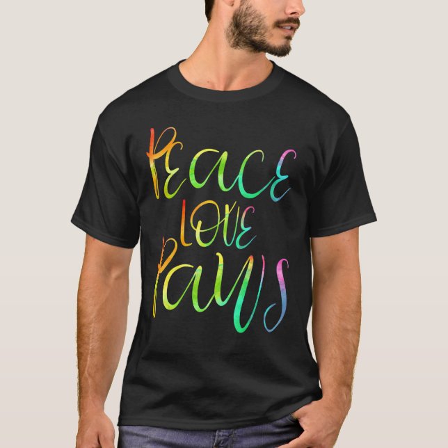 Peace Love Paws Rescue Shelter Foster Dog Cat Hear T-Shirt (Front)