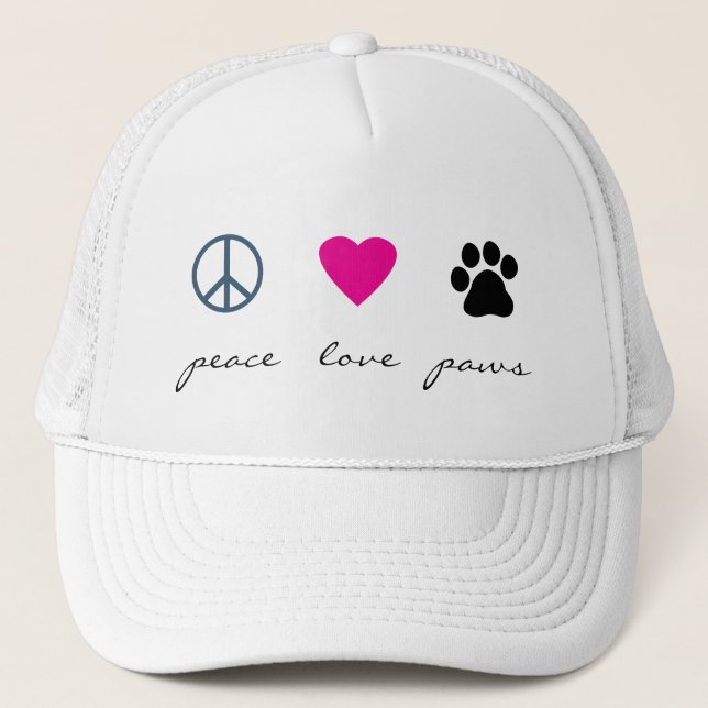 Peace Love Paws Trucker Hat (Front)