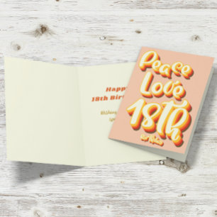 Peace Love Peach Retro Groovy 18th Happy Birthday Card