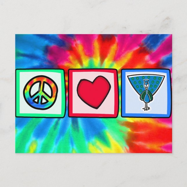 Peace, Love, Peacocks Postcard (Front)