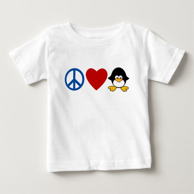 Peace Love Penguin Baby T-shirts, Mugs Baby T-Shirt (Front)