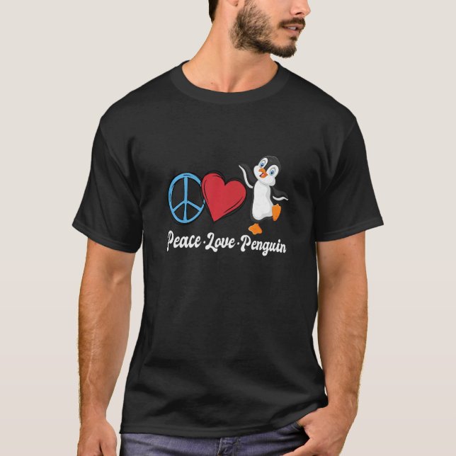 Peace Love Penguin Kids  Bird Penguin T-Shirt (Front)