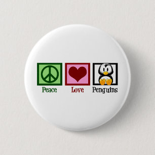 Peace Love Penguins 6 Cm Round Badge