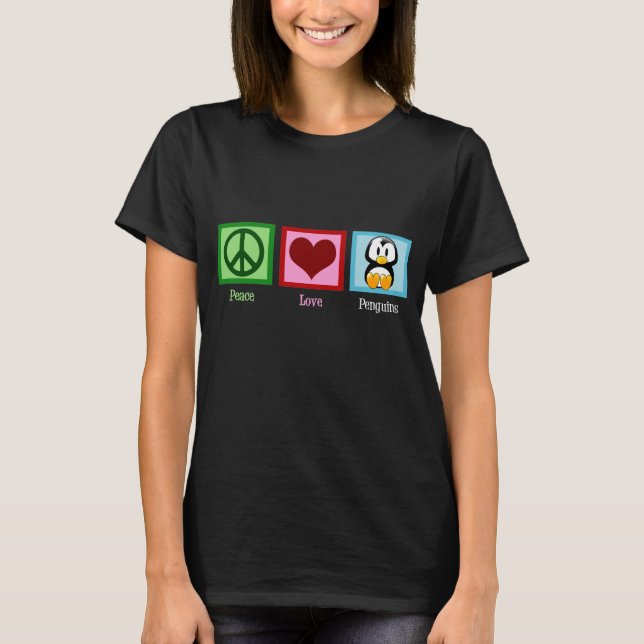 Peace Love Penguins Cute Women's T-Shirt (Front)