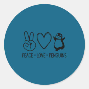 Peace Love Penguins, Funny, Jokes, Sarcastic Sayin Classic Round Sticker